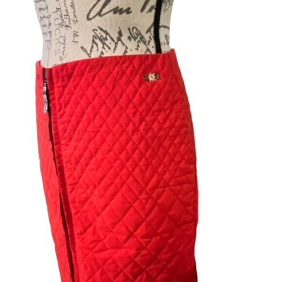 Anthropologie Postcard Red Quilted Skirt Full Zip Floral Size 6‎ Made in Italy - Picture 4 of 16